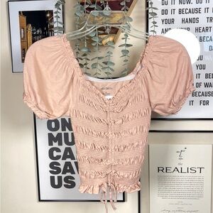 Wild Fable Pink Milkmaid Puff Sleeve Top Size XS